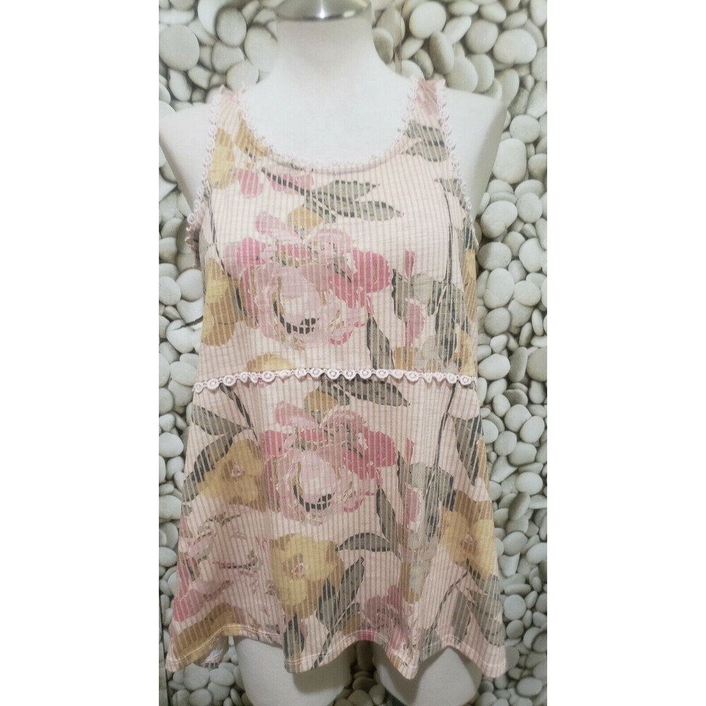 Lauren Conrad Floral Empire Waist Sleeveless Top Tank Shirt Lace Size Small